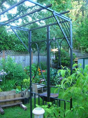 Rindy Mae: Scrap Metal: After Metal Gazebo, Metal Arbor, Yard Makeover, Grill Gazebo, Metal Pergola, Gazebo Canopy, After Pictures, Never Gonna, Garden Trellis