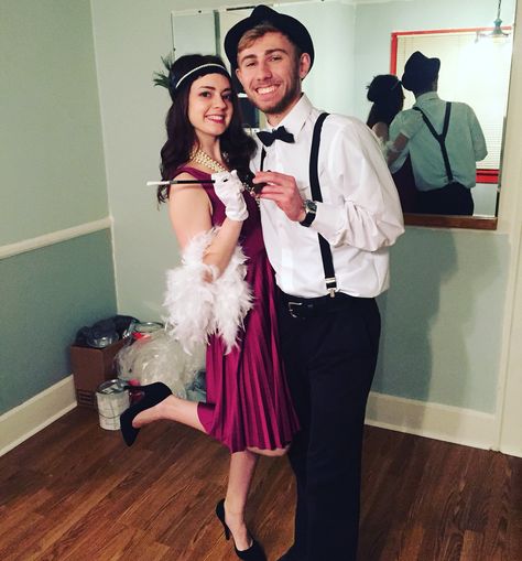 1920s Couple costume // Great Gatsby Prohibition Couples Costume, Couples 20s Costume, Flapper Halloween Costumes Couple, 20s Costume Couple, 1920 Couple Costume, 1920s Halloween Costumes Couple, 1920s Costume Couple, Roaring 20s Couple Costume, 20s Couple Costume