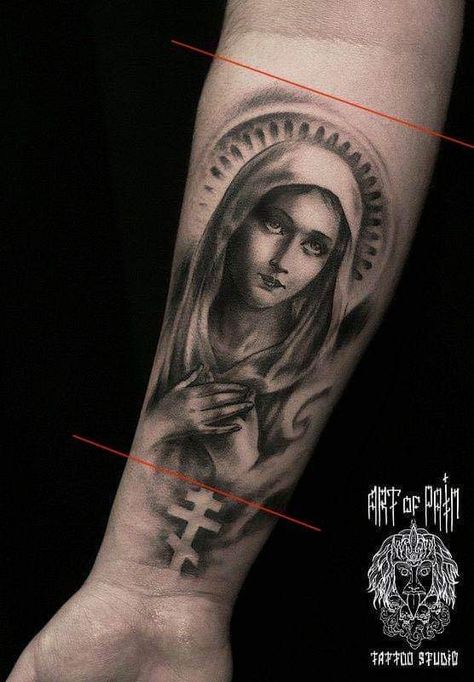 Rosary Bead Tattoo, Mother Mary Tattoos, Religion Tattoos, Virgin Mary Tattoo, Face Tattoos For Women, Bible Tattoos, Mary Tattoo, Tattoo On Forearm, Family Tattoo Designs