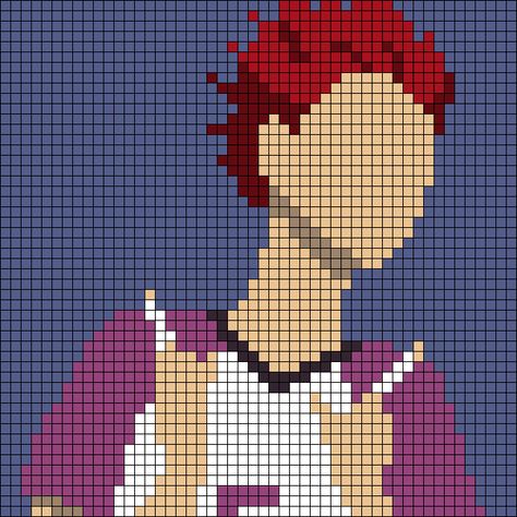 Alpha pattern #86562 | BraceletBook Volleyball Alpha Pattern, Haikyuu Alpha Pattern, Pixels Gif, Haikyuu Tendou, Tendou Satori, Anime Pixel, Pixel Crochet, Volleyball Anime, Tapestry Crochet Patterns