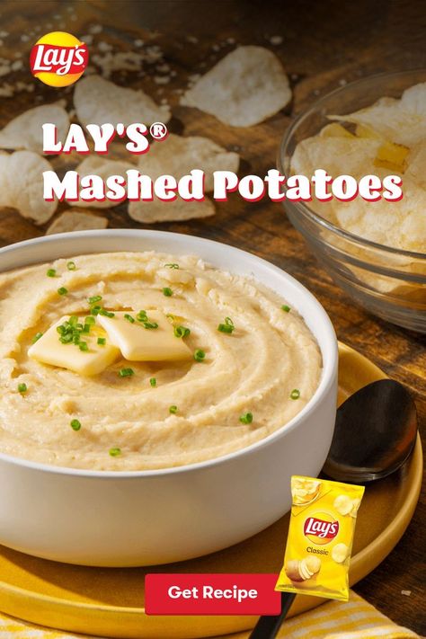 Lays Mashed Potatoes, Potato Chip Mashed Potatoes, Lays Potato Chips Recipes, Lays Baked Chips, Pineapple Cobbler, Creamy Chicken Spinach Pasta, Tonights Dinner, Potato Chip Recipes, Lays Potato Chips