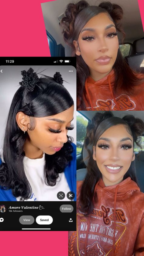 #twobunstyles #hair #buns 2 Buns With Hair Down, 2 Buns With Swoop, 2 Buns Hairstyle, Two Buns, Hair Buns, Down Hairstyles, Bun Hairstyles, Buns, Hair Styles