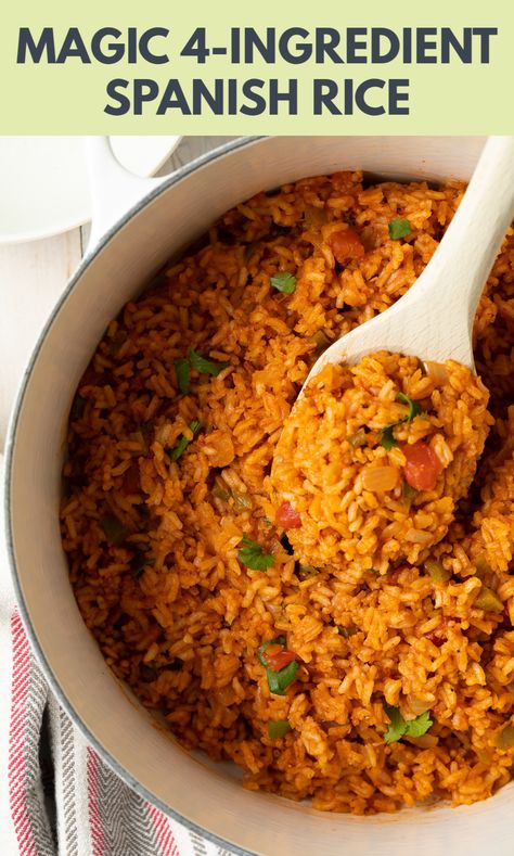 4-Ingredient Spanish Rice Recipe - The easiest and most flavorful version of authentic Mexican Rice (Arroz Rojo) with only 4 simple ingredients. #spanishrice #mexicanrice #sidedish #ricerecipe #aspicyperspective