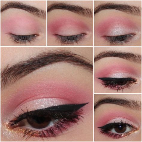 Pink Gold Eyeshadow, Ballet Makeup, Basic Eye Makeup, Gold Eyeshadow Looks, Eyeshadow Techniques, Skincare Favorites, Pink Eyeshadow Look, Rose Eyeshadow, Eyeshadow Ideas