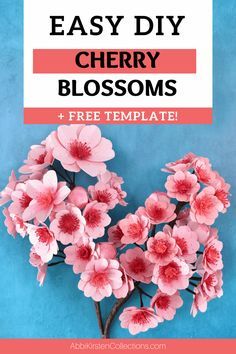 Paper Cherry Blossoms With Free Printable Templates and SVG Cut Files | DIY Home Decor Paper Cherry Blossoms, Free Printable Templates, Printable Templates, Free Templates, Cherry Blossoms, Free Paper, Diy Paper, Template Printable, Paper Flowers