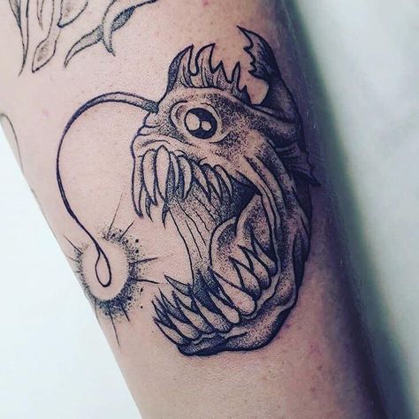 Anglerfish Tattoo, Sea Tattoo Sleeve, Angler Fish Tattoo, Sea Life Tattoos, Ocean Sleeve, Marine Tattoo, Ocean Tattoos, Back Tattoos For Guys, Octopus Tattoo