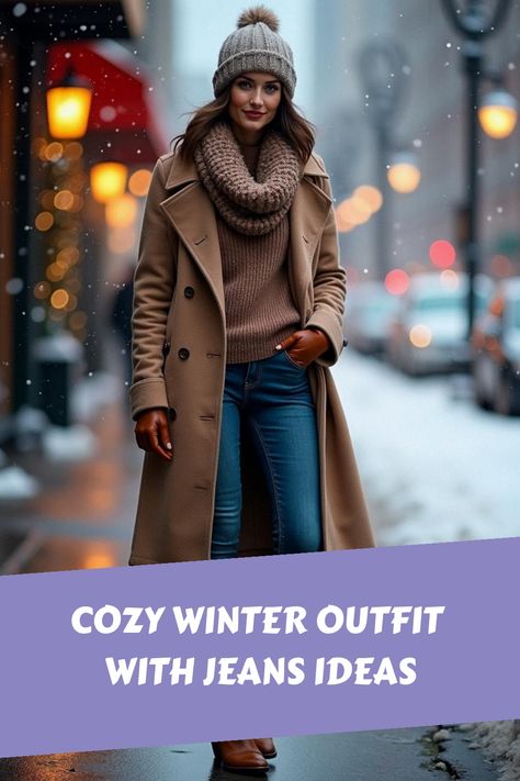 Cozy Winter Outfit with Jeans Ideas Cold Weather Jeans Outfits, Winter Outfit With Jeans, Big Jeans Outfit, Smart Casual Jeans Outfit, Winter Jeans Outfit, Cute Rodeo Outfits, Winter Start, Breakfast Outfit, Winds Of Winter