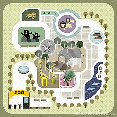 Flat design zoo map Zoo Map, Zoo Project, Dino Park, Map Projects, Lion Illustration, Maps For Kids, Map Illustration, Board Game Design, Drawn Map