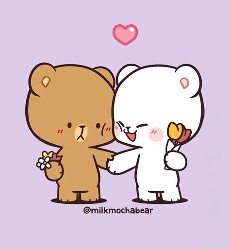 Milk And Mocha Bear Kiss, Milk & Mocha Matching, Milky And Mocha, Mocha And Milk Bear, Cute Bear Couple, Sweet Couple Cartoon, Milk And Mocha Bear, Milk Mocha Bear, Milk And Mocha