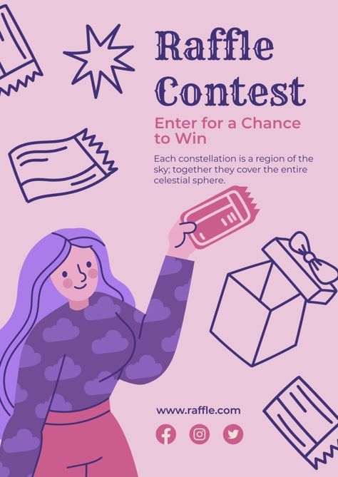 Linear Flat Big Prize Raffle Contest Poster Raffle Poster Ideas, Contest Poster Design Ideas, Tombola Ideas, Graduation Instagram, Contest Poster, Esthetician Room, Summer Fair, Raffle Prizes, Canva Elements