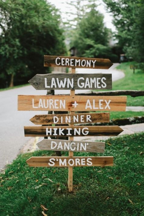 North Carolina Mountain Wedding, Mountain Wedding Photos, Rustic Garden Wedding, How To Dress For A Wedding, Rustic Outdoor Wedding, Woodsy Wedding, Outdoor Signage, Lawn Games, Lake Wedding