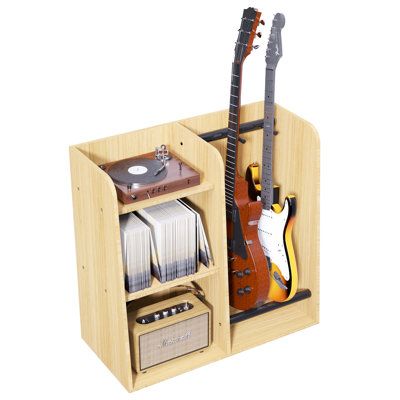 Guitar And Amp Storage, Ikea Guitar Storage, Guitar Rack Diy, Guitar Amp Stand, Multiple Guitar Stand, Diy Guitar Stand, Cd Stand, Guitar Display Case, Wooden Guitar Stand