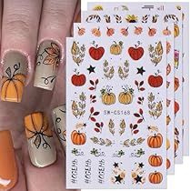 Nail Art Thanksgiving, Pumpkin Nail Designs, Pumpkin Nail, Nail Stickers Designs, Autumn Fruit, Pumpkin Nail Art, Thanksgiving Nail Designs, Thanksgiving Nail Art, Floral Pumpkin