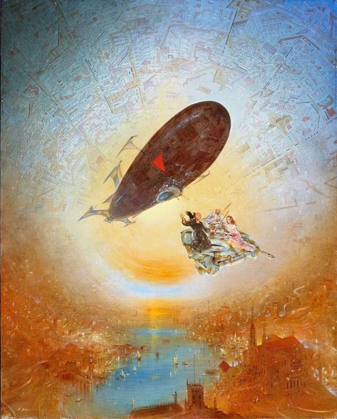 Gene Wolfe, Colony Ship, Bruce Pennington, Pulp Sci Fi, Zeppelin Balloon, Space Surrealism, Space Colony, Life Movie, Infinite Universe