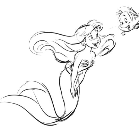 Ariel Tattoo Black And White, Pixar Character Design, Ariel Tattoo, Ariel Drawing, Beach Drawing, Pixar Characters, Disney Artists, Disney Ariel, Ariel The Little Mermaid