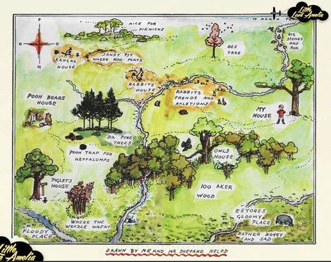 Show them the way to the Hundred Acre Wood. | 33 Perfectly Subtle Ideas For Your Disney-Themed Nursery Disney Themed Nursery, 100 Acre Wood, Hundred Acre Woods, Wood Map, Fantasy Map, Wall Maps, Pooh Bear, Nursery Themes, Narnia