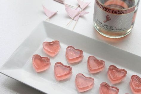 Pink Champagne Heart Shaped Jello ShotsDelish Champagne Jelly, Champagne Jello Shots, Jelly Shots, Jello Shot Recipes, Hens Party, Shot Recipes, Sauce Pan, Jello Shots, Festa Party