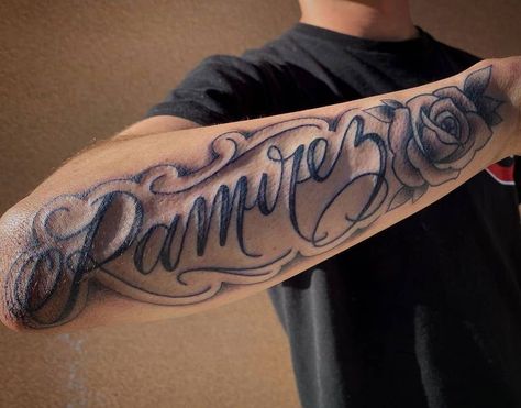 Forearm Name Tattoo 2 Name Tattoos On Forearm Men, Name On Forearm Tattoo Men, Tattoo With Names For Men Guys, Last Name On Arm Tattoo, Tattoo Of Names For Men, Forearm Last Name Tattoos, Name Tattoos Sleeve, Last Name Forearm Tattoo Men, Last Name Tattoos For Men On Forearm