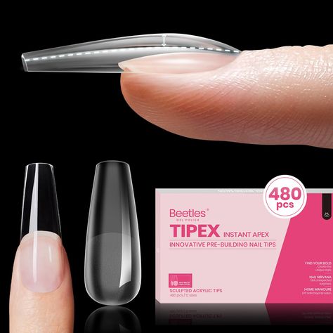 PRICES MAY VARY. [Beetles Tipex Nail Tips 2024 Upgraded ]: Tired of wasting time on nail prep? Tipex pre-sculpted, pre-etched & pre-shaped acrylic nail tips are here to rescue you! Beetles Tipex Nail tips come with a ready-made instant apex and c-curve, eliminating the tedious tasks of layering, filing, and shaping. Get ready to speed up your mani process and save valuable time! Designed specifically for flat nails. [What is Tipex? ]: Tipex simplifies nail extending and shaping with its ready-ma Flat Nails, Nail Tip Shapes, Interview Nails, Nails Clear, Fast Nail, Curved Nails, Gel Nail Tips, Nail Remover, Vacation Nails