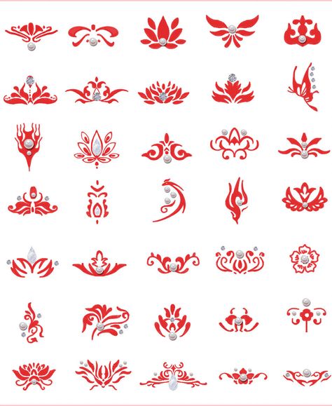 Ancient Paintings, Colored Eyeliner, Flower Template, Chinese Patterns, Red Pattern, Creative Logo, Drawing Tips, Chinese Art, Character Design Inspiration