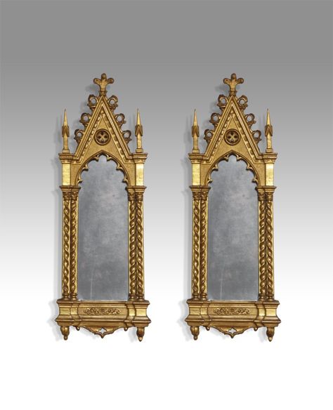 Gothic Mirrors, 19th Century Gothic, Diy Mirror Wall Decor, Sculpture Reference, Plant Witch, Victorian Castle, Antique Wall Mirror, Gold Glitter Paint, Diy Mirror Wall