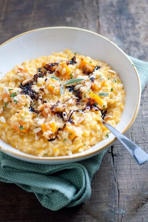 Enjoy the heartier side of tasty Italian classics with our famously fall Butternut Squash Risotto with Pine Nuts & Balsamic recipe. Delallo Recipes, Quiche Chorizo, Nyt Recipes, Italian Sauces, Balsamic Drizzle, Luncheon Ideas, Recipe For Fall, Squash Risotto, Butternut Squash Risotto