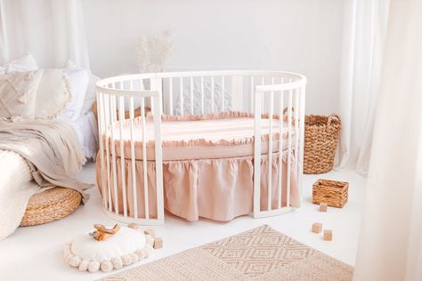 Stokke Sleepi Nursery, Stokke Cot, Stokke Crib, Stokke Sleepi Crib, Stokke Sleepi, Ruffle Bedding, Mattress Dimensions, Toddler Bedrooms, Light Rose