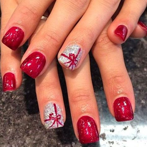 Holiday Nails Thanksgiving, Deer Nails, Bow Nail Designs, Hard Gel Nails, Unghie Nail Art, Holiday Nails Christmas, Christmas Gel, Holiday Nail Designs, Christmas Gel Nails