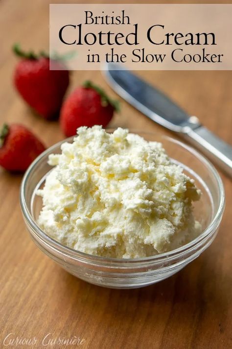 Clotted cream is a light a creamy British spread. Use this recipe to make it in your slow cooker! Clotted Cream Recipes, Small Slow Cooker, White Chocolate Buttercream, Afternoon Tea Recipes, Tea Party Food, Cooking Temperatures, Clotted Cream, English Food, British Food