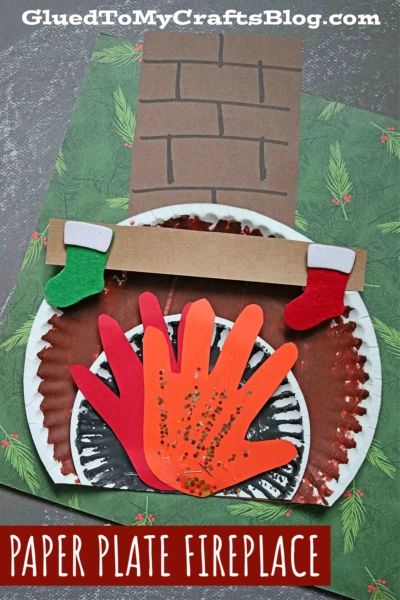 Paper Plate Christmas Fireplace Craft Idea For Kids - Glued To My Crafts December Activities For Kids, Fireplace Craft, 2024 Activities, Fire Crafts, Handprint Christmas, 4th July Crafts, Creative Kids Crafts, Preschool Christmas Crafts, 5 Senses