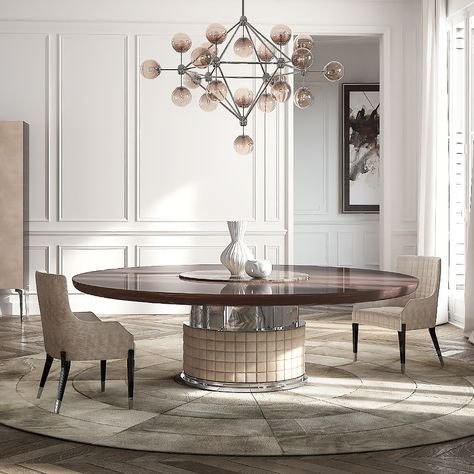 Exclusive Italian Large Round Ebony Dining Table Large Round Dining Table, Maple Dining Table, Bronze Rings, Italian Dining Table, Round Marble Dining Table, Glass Round Dining Table, Italian Furniture Design, Ultra Luxury, Italian Dining