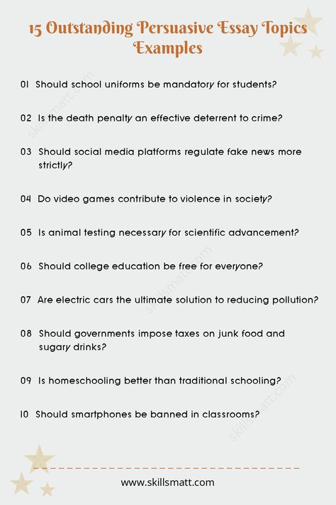 Explore these 15 thought-provoking persuasive essay topics to inspire your writing.,
Need help with your essays/ paper? I offer professional writing services to boost your success. Visit our website for personalized assistance! Opinion Essay Examples, Opinion Essay Topics, Essay Topics Ideas, Easy Essay, Persuasive Essay Topics, Personal Statement Examples, Debate Topics, College Essay Examples, Essay Ideas