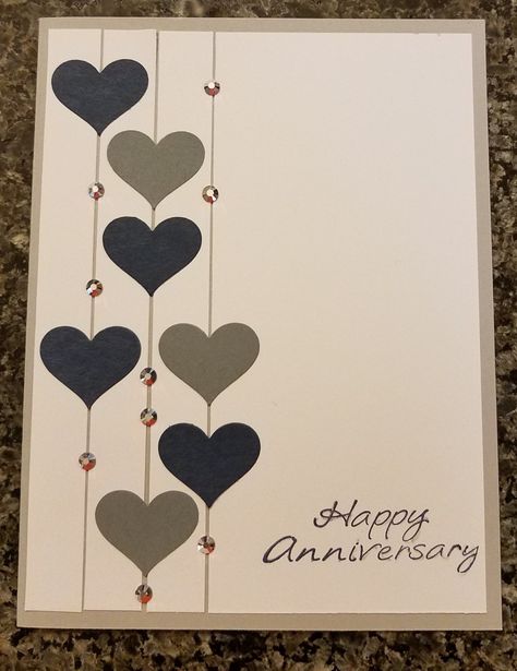 Happy Anniversary Handmade Cards, Happy Anniversary Cards Diy, Happy Anniversary Cards Handmade, Anniversary Cards Handmade, Card Design Handmade, Happy Anniversary Cards, Birthday Card Craft, Wedding Cards Handmade, Cricut Cards