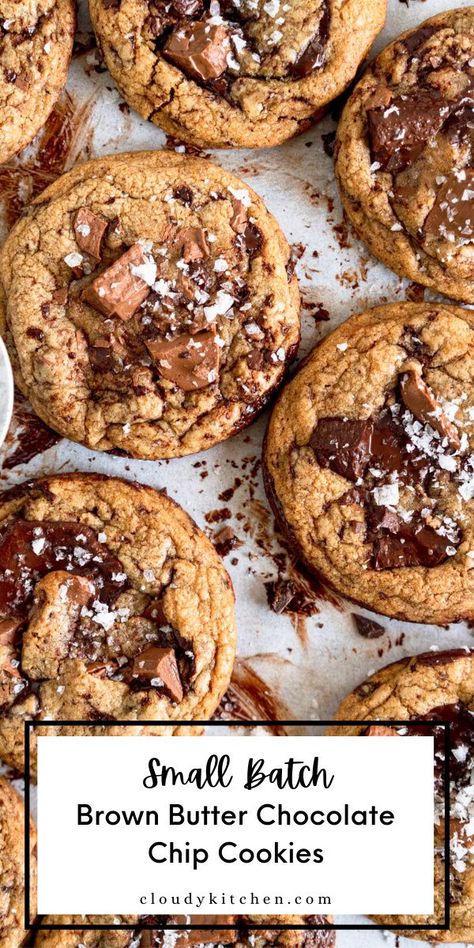 Cloudy Kitchen Cookies, Cookies Brand, Small Batch Chocolate Chip Cookies, Cloudy Kitchen, Brown Butter Chocolate Chip Cookies, Peanut Butter Cup Cookies, Homemade Chocolate Chips, Frozen Cookie Dough, Perfect Chocolate Chip Cookies