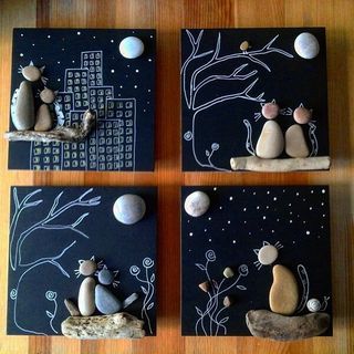 15 DIY Canvas Art Ideas You Would Love to Try | Amazing Interior Design | Bloglovin’ Skateboard Inspiration, Caillou Roche, Art Pierre, Canvas Diy, Rock And Pebbles, Stone Crafts, Pebble Painting, Driftwood Art, Nature Crafts