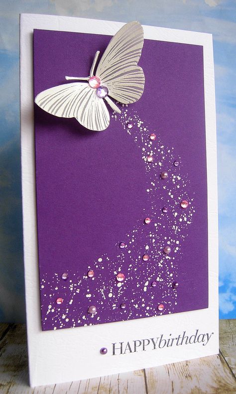 Card Butterfly, Butterfly Birthday Cards, غلاف الكتاب, Birthday Card Craft, Homemade Birthday Cards, Výtvarné Reference, Hand Made Greeting Cards, Making Greeting Cards, Birthday Cards Diy