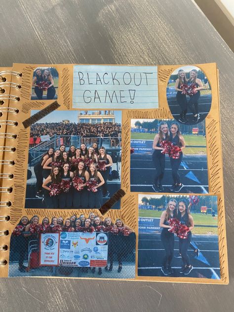 Senior Football Scrapbook Ideas, Scrapbook Ideas Football, High School Scrapbook Ideas Senior Year, Sophomore Year Scrapbook Ideas, Scrapbook Journal Highschool, Scrapbook High School Years, Journaling And Scrapbooking, High School Photo Album Ideas, Cheerleading Scrapbook Ideas