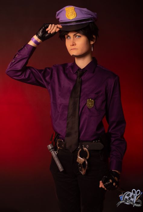 Fnaf Security Guard Cosplay, Fnaf Security Guard Outfit, Purple Guy Cosplay, William Afton Cosplay, Fnaf Outfits, Guy Cosplay, Fnaf Mike Schmidt, Cosplay Fnaf, Fnaf Security Guards