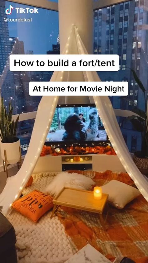 Romantic Home Dates, Romantic Movie Night, Home Dates, Romantic Dinner Decoration, Retreat Home, Surprise Birthday Decorations, Night Decor, Dream Dates, Diy Tent