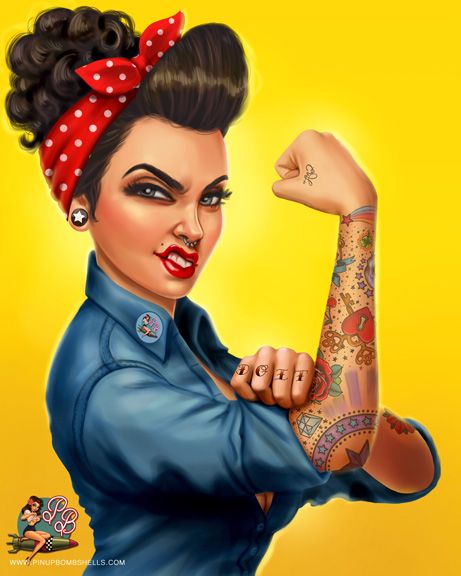 Rosie the Riveter by PinupBombshells on deviantART Maquillage Pin Up, Moda Pin Up, Stile Pin Up, Vintage Pin Ups, Mode Pin Up, Mode Rockabilly, Rockabilly Mode, Dibujos Pin Up, Moda Pinup