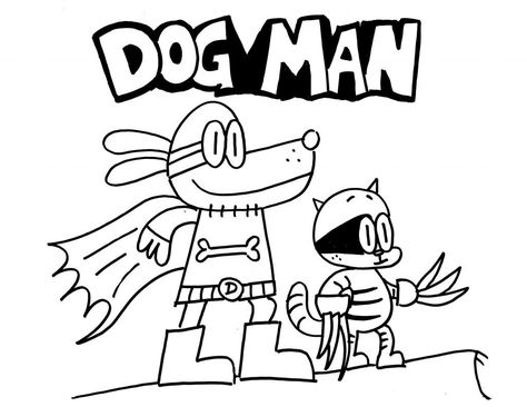 Dogman Coloring Pages, Dog Man Coloring Pages, Dogman Birthday, Man Coloring Pages, Angry Birds Characters, Dog Man Book, Library Bookmarks, Napkin Art, Men With Cats