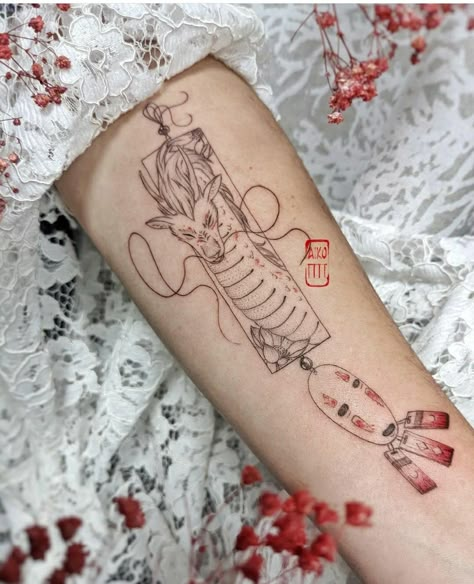 Ghibli Sleeve Tattoo, Akita Tattoo, Tattoo Art Styles, Anime Tattoos Ideas, Tattoo Ideas Placement, Tattoos Doodles, Man Tattoos, Tattoos Man, Ghibli Tattoos