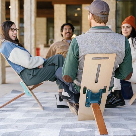 This portable outdoor chair takes seconds to set up and is ready for any adventure! - Yanko Design Metal Sheet Design, Portable Furniture, Foldable Chair, Modern Outdoor Chairs, Outdoor Logos, Portable Chair, Throwing It Back, Foldable Chairs, Bespoke Post