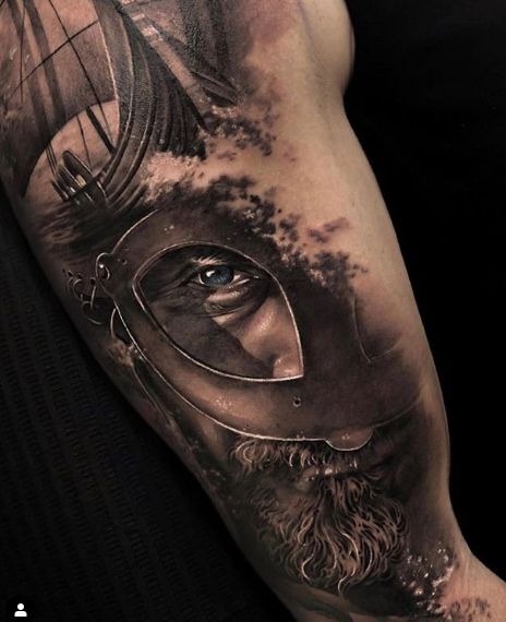 Arm Tattoo Viking, Viking Tattoos For Men, Victorian Witch, Warrior Tattoo Sleeve, Viking Warrior Tattoos, Upper Arm Tattoo, Lower Arm Tattoos, Scandinavian Tattoo, Realistisches Tattoo