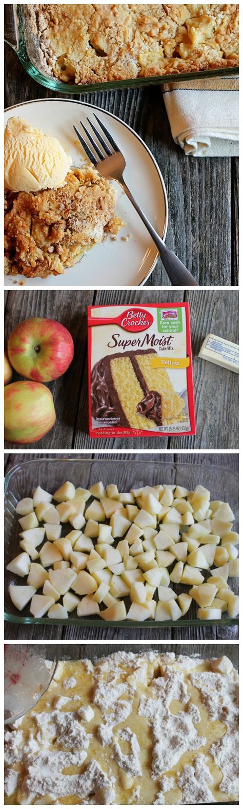 Just because you’re short on ingredients doesn’t mean you shouldn’t make dessert! All you need to make this simple-but-yummy fall apple dessert is a box of Betty’s yellow cake mix, butter and apples. Top with a scoop of ice cream or caramel sauce for a delicious upgrade. Dessert Apple, Cake Apple, Apple Dump Cakes, Fall Desserts Easy, Brownie Desserts, Oreo Dessert, Dump Cake, Fall Dessert, Yellow Cake