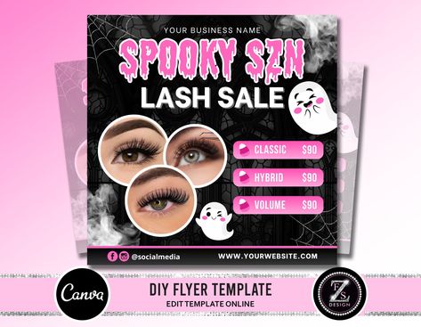 Lash Sale Flyer, Halloween Bakery, Lash Flyer, Flyers Template, Canva Flyer, Sale Template, Template For Business, Halloween Beauty, Beauty Boss