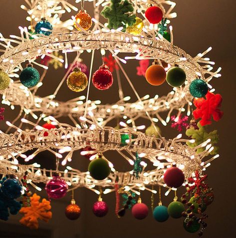 36 Gorgeous Christmas decorated chandeliers for holiday sparkle Christmas Decorated Chandeliers, Christmas Chandeliers, Decorate Chandelier, Christmas Chandelier, Holiday Sparkle, Gorgeous Christmas, Primitive Christmas, Noel Christmas, The Ceiling