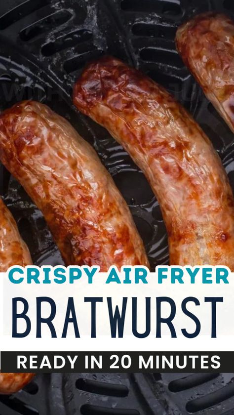 Discover how to make the most delicious Air Fryer Bratwurst in just 15 minutes! This easy recipe guarantees juicy brats with a perfect snap on the outside. Whether you're craving a quick weeknight dinner or a tasty snack, these bratwursts are ideal for serving on a warm bun with your favorite toppings like mustard and sauerkraut. Say goodbye to long cooking times and hello to flavorful meals made easy! Air Fryer Bratwurst, How To Cook Brats, Bratwurst Recipes, Dinner Recipes Healthy Family, Flavorful Meals, Lazy Dinners, Quick Healthy Lunch, Protein Packed Meals, Tailgating Recipes