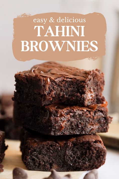 Tahini Chocolate Bars, Tahini Baked Goods, Tahini Sweet Recipes, Date Brownie Recipe, Tahini Dessert Healthy, Ways To Use Tahini, Tahini Recipe Ideas Dessert, Recipes With Tahini In It, Tahini Recipe Desserts