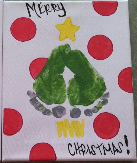 Kids Christmas Craft First Christmas Crafts, Christmas Tree Footprint, Christmas Tree Footprints, Mistletoe Craft, Mistletoes Footprint Craft, Christmas Footprint Crafts, Christmas Footprint, Baby Christmas Crafts, Footprint Keepsake